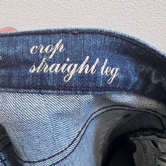 7 For All Mankind Crop Straight Leg Denim Blue Light Distressed Y2K Women's 26 - Picture 8 of 10